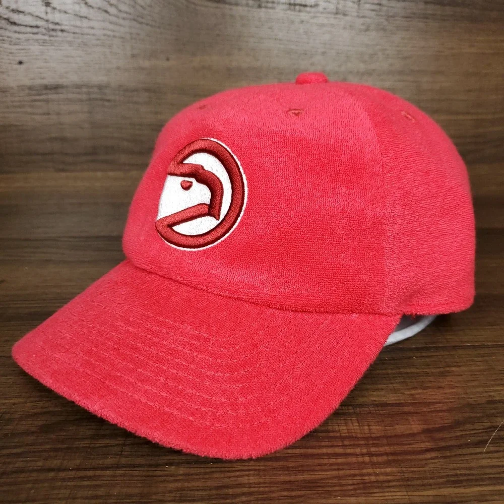 Atlanta Hawks Mitchell & Ness NBA Dad Cap Hat 3D Logo Red Terry‎ Fabric New